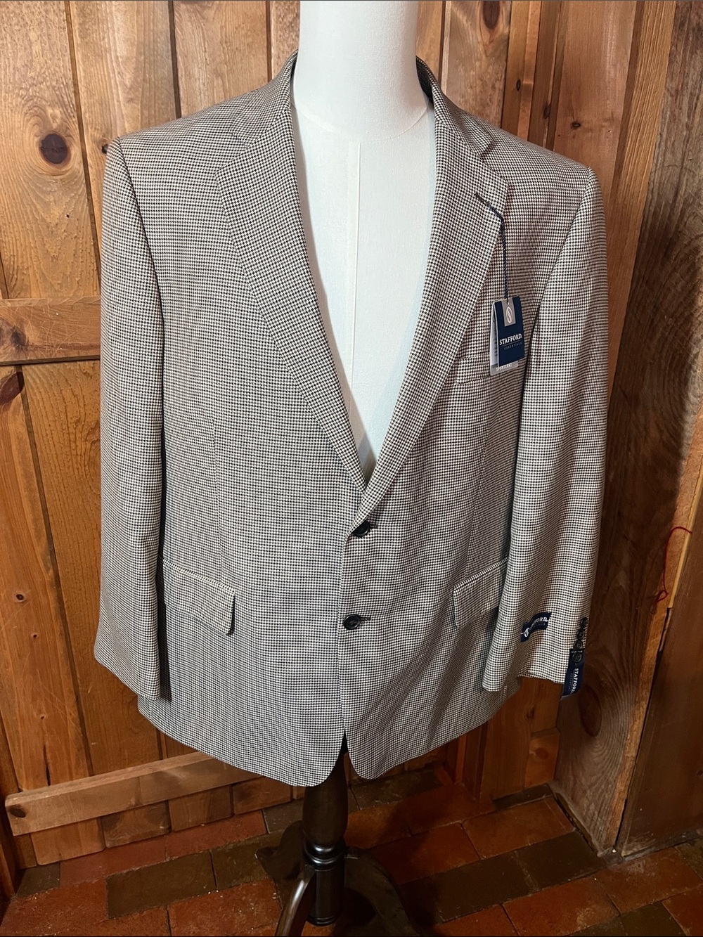 Stafford classic fit 46R houndstooth blazer NWT 3260